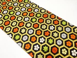 亀甲に菊・梅・楓模様織り出し　踊り帯